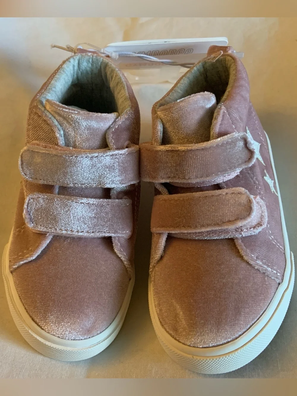 Gymboree Pink Rose Velvet High Top Stars Sneakers Size 6 NWT